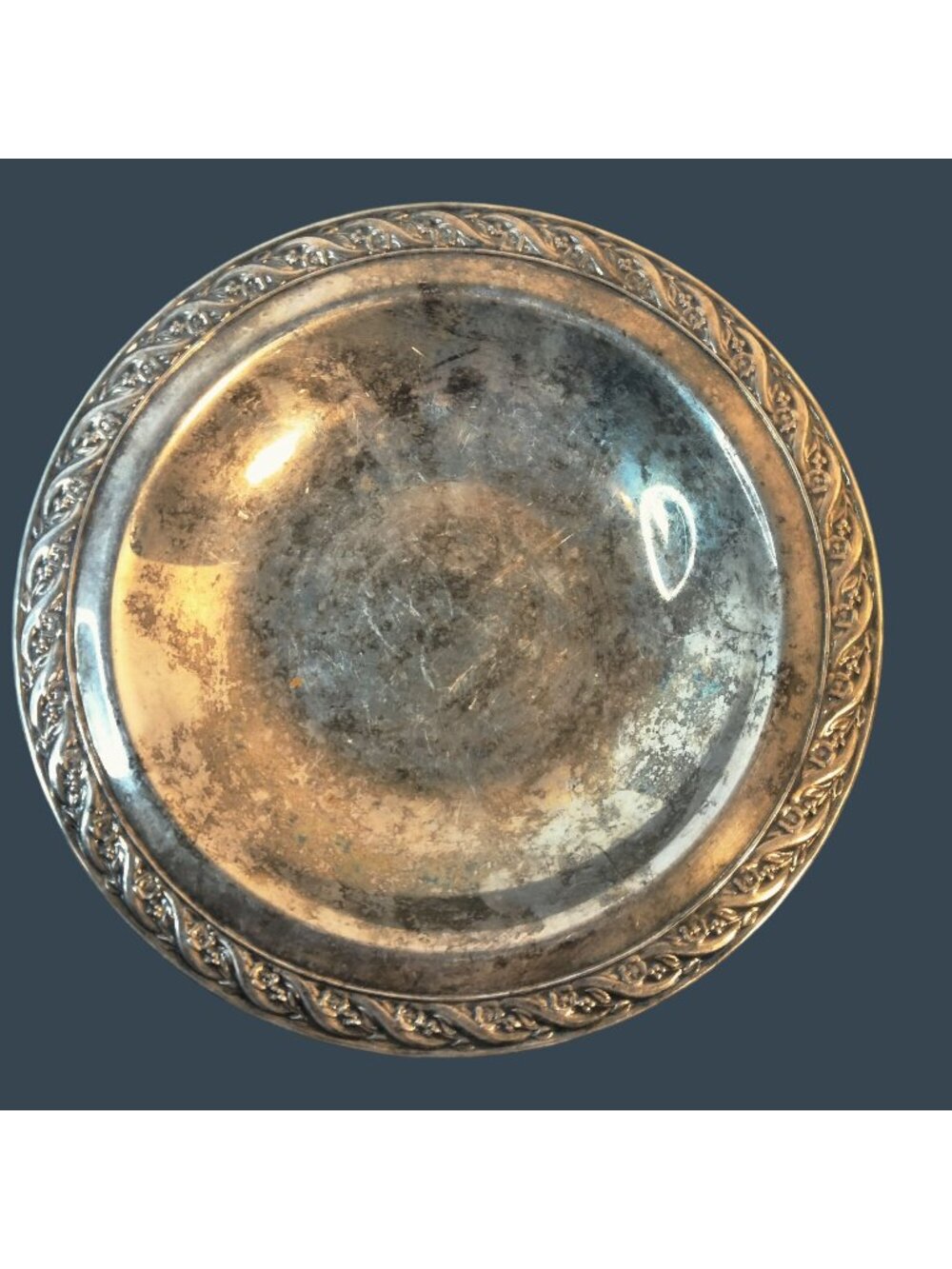 Vintage Silver Plated Decorative Bowl Ornate Floral Border 7 inch
